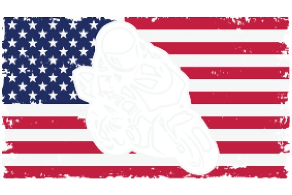 United States Flag with a White Motorcycle Silhouette