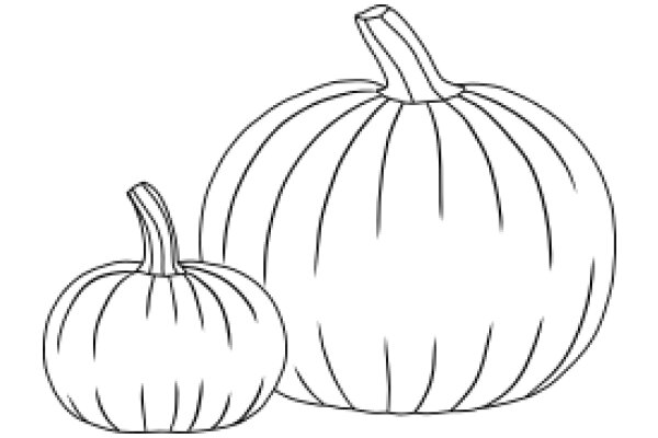 A Simple Line Drawing of a Pumpkin and a Smaller Pumpkin