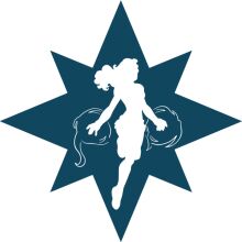 Stylized Star with Silhouette of a Girl and a Fish