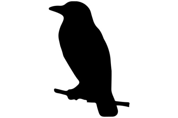 Silhouette of a Bird with a Branch