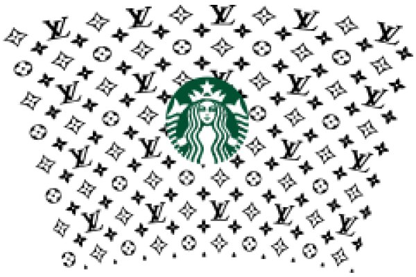 Starbucks Logo Surrounded by a Pattern of Louis Vuitton Logos