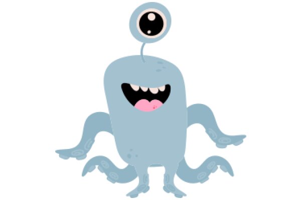 An Adorable Cartoon Octopus with a Big Eye and a Pink Tongue