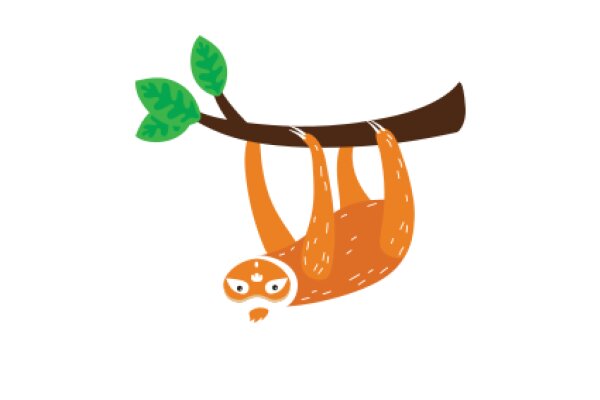 An Orange Sloth with a Green Branch