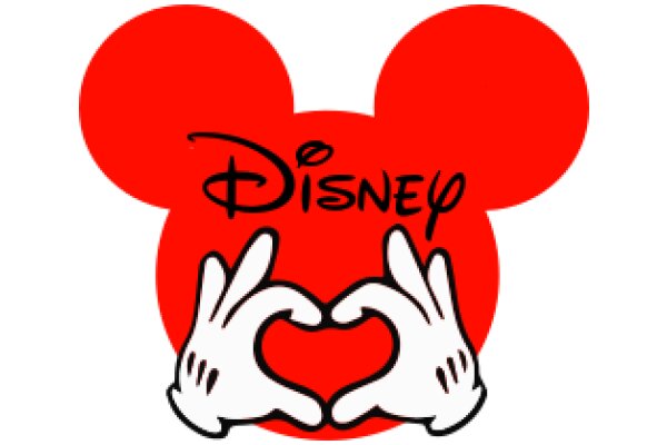 Disney's Iconic Mickey Mouse Logo in a Heartwarming Red and White Design