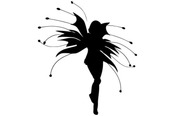 Elegant Silhouette of a Dancer with Flowing Hair and Wings