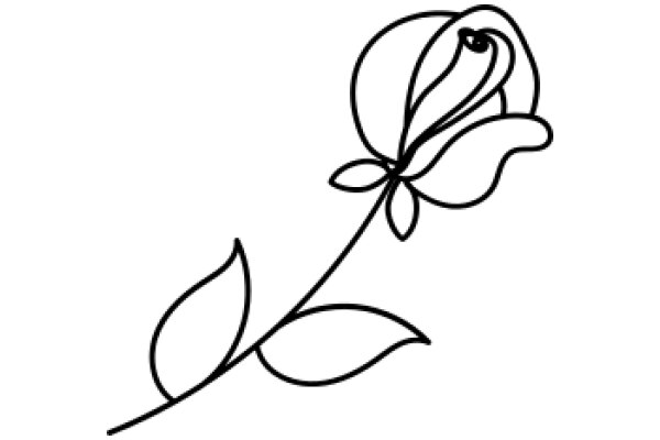 A Simple Line Drawing of a Rose