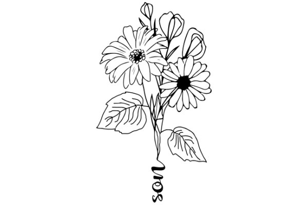 Illustration of a Flower Bouquet with the Word 'Soul' Inscribed