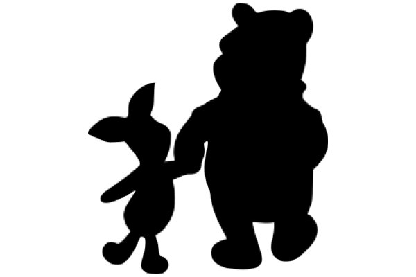 A Silhouette of a Bear and a Bird, Walking Together in Unity