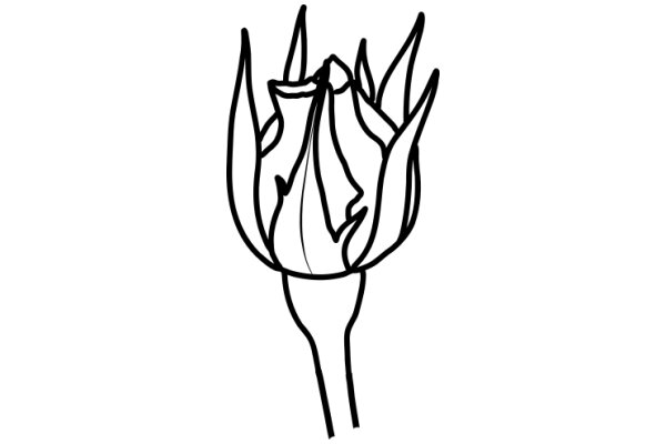 A Line Drawing of a Flower with a Stem