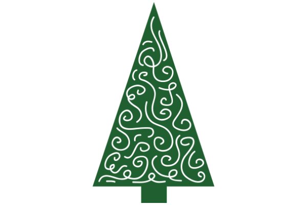 Stylized Christmas Tree with Swirling Designs