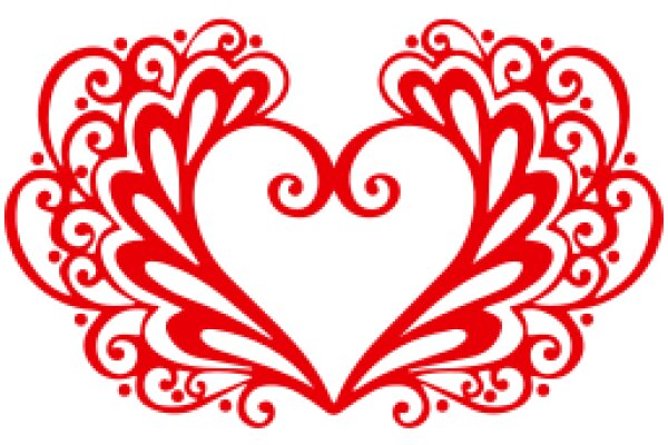 Vibrant Red Heart Design with Intricate Swirls and Patterns