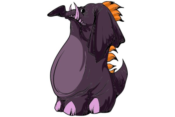 The Whimsical World of Cartoon Creatures: A Purple Elephant with Orange Spikes