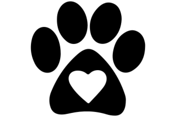 A Simple, Logo of a Paw Print with a Heart Inside