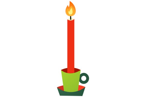 Vibrant Illustration of a Candlelit Coffee Cup Tower