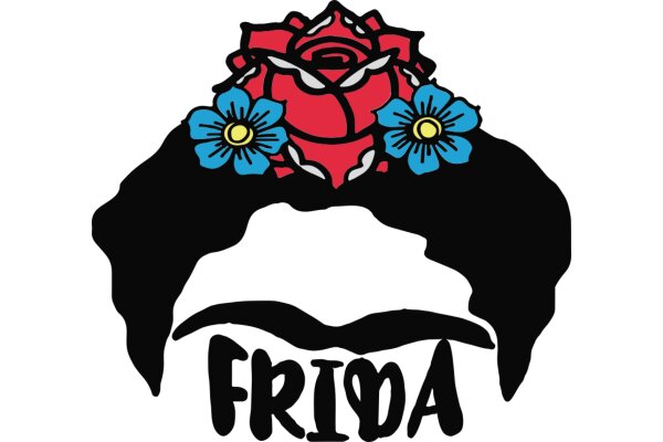 Stylized Floral Hairpiece with the Word 'FRIEDA' Embossed