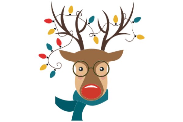 A Festive Reindeer Illustration with Christmas Decorations