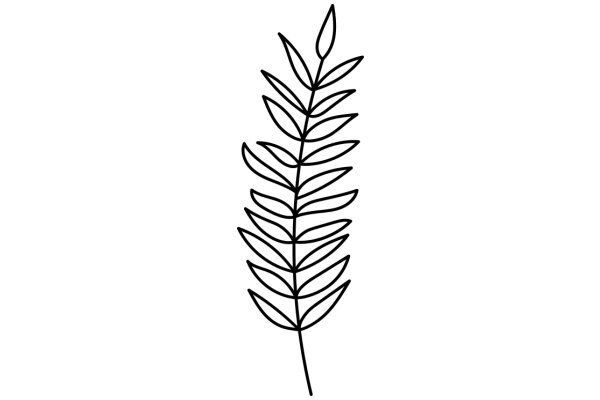 Simplistic Line Drawing of a Fern