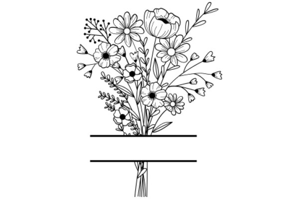 A Bouquet of Flowers with a Vase, Illustrated in