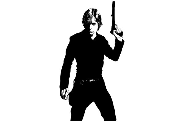 A Silhouette of a Man with a Gun, Standing Confidently