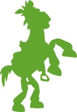 A Silhouette of a Green Horse with a Rider