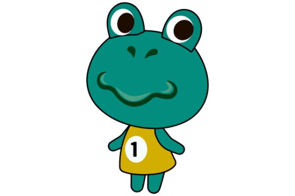 A Friendly Frog Character with a Number One Shirt