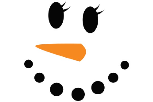 Smiling Face with Orange Nose and Black Dots for Eyes and Mouth