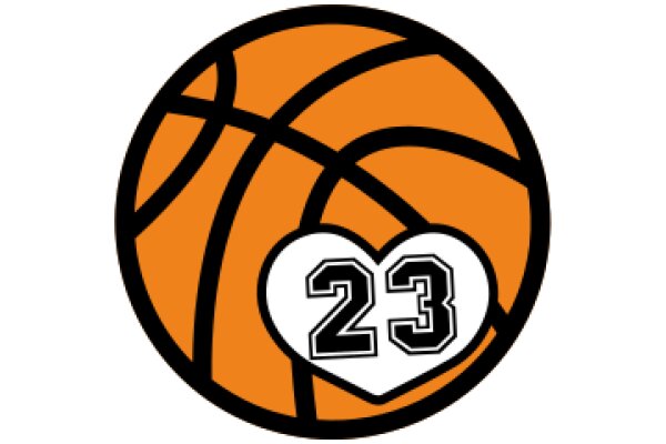 Orange Basketball with Heart and Number 23