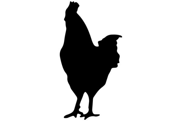 Silhouette of a Rooster on a White Background