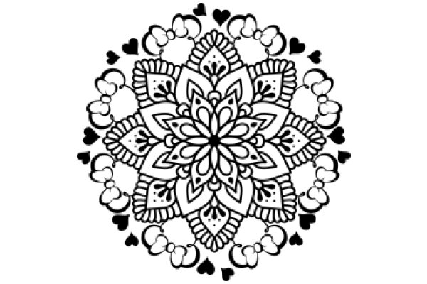 Intricate Mandala Design with Hearts and Flowers