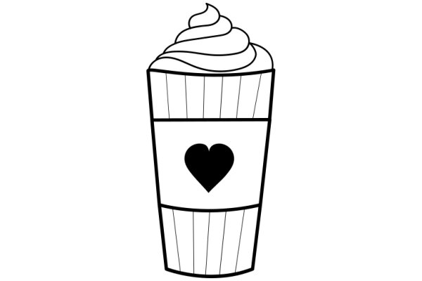 A Simple Illustration of a Cupcake with a Heart on It