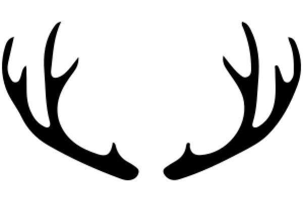 Stylized Black Deer Antlers on a White Background