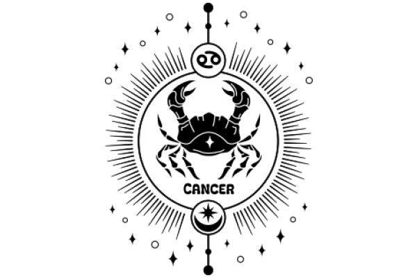 Cancer Sun Sign Symbol: A Illustration with a Moon and Stars