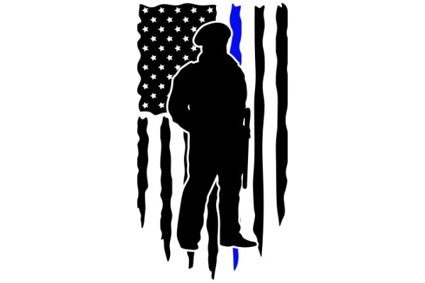 Silhouette of a Police Officer with an American Flag in the Background