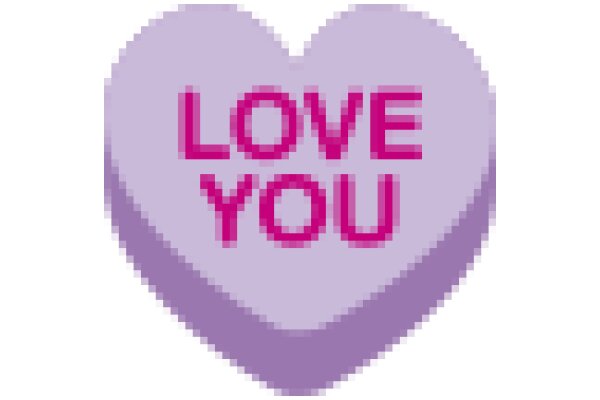 A Purple Heart with the Message 'Love You' in Pink