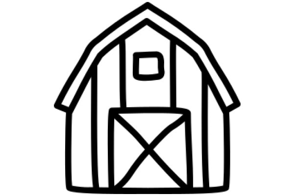 Simplistic Line Drawing of a Barn