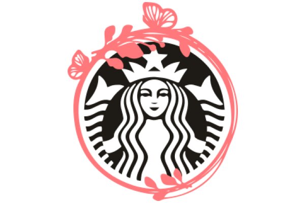 Stylized Starbucks Logo with Pink Flower Decoration