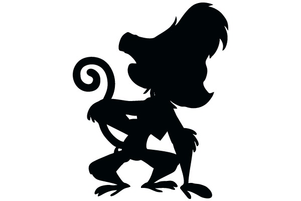 A Silhouette of a Monkey with a Curly Tail