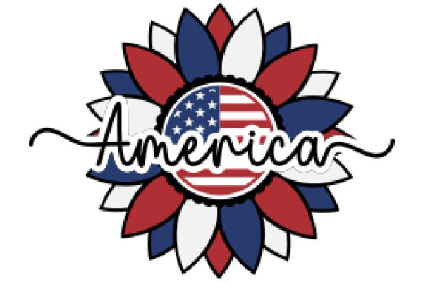 Vibrant American Flag Design with the Word 'America' in a Stylized Flower