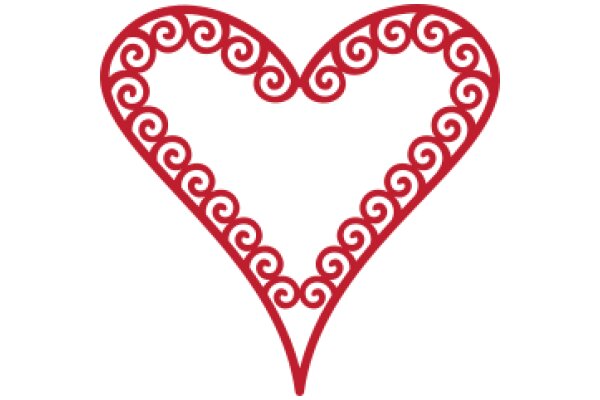 Stylized Red Heart with Intricate Swirl Design