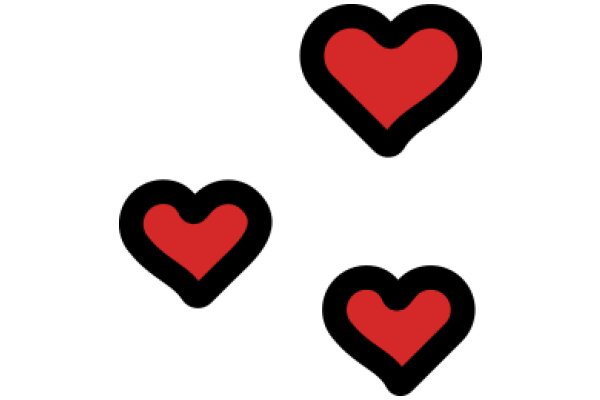 Three Red Heart Emojis on a White Background