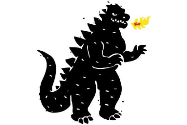 A Silhouette of a Fierce Godzilla-like Creature with a Flame of Destruction