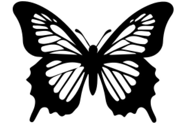 Stylized Black Silhouette of a Butterfly