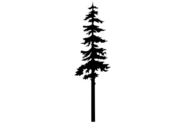 A Silhouette of a Tall Tree Against a White Background