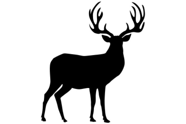 Stylized Silhouette of a Deer with Antlers