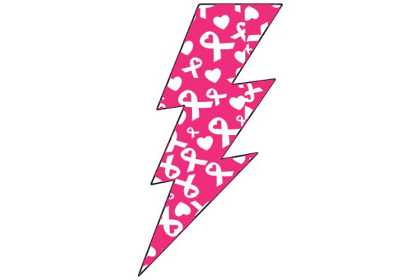 Vibrant Pink and White Heart-Themed Lightning Bolt