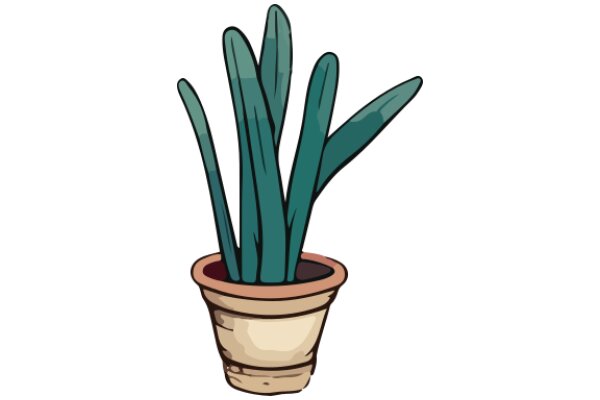 A Digital Illustration of a Potted Plant with Green Leaves