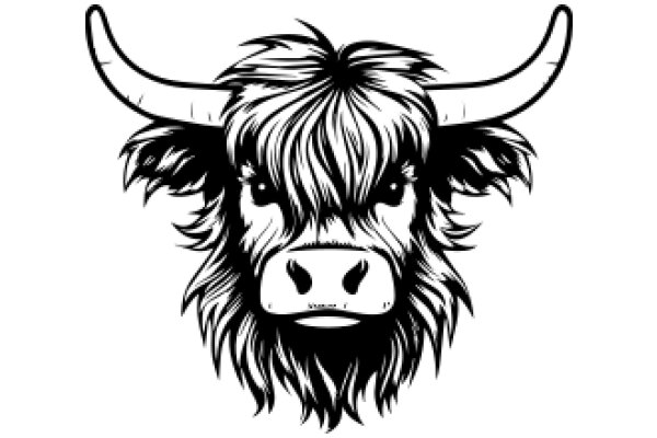 Stylized Illustration of a Bull's Head with Horns