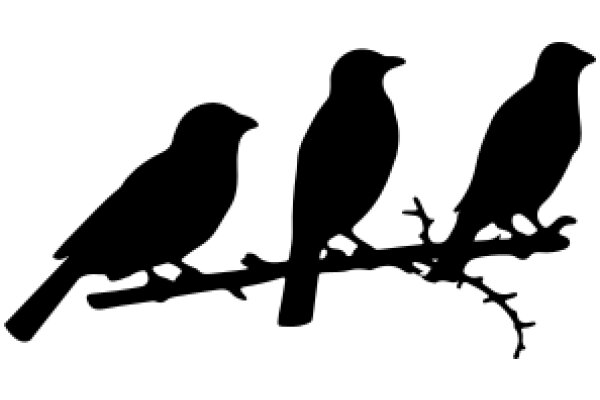 Silhouette of Three Birds on a Branch