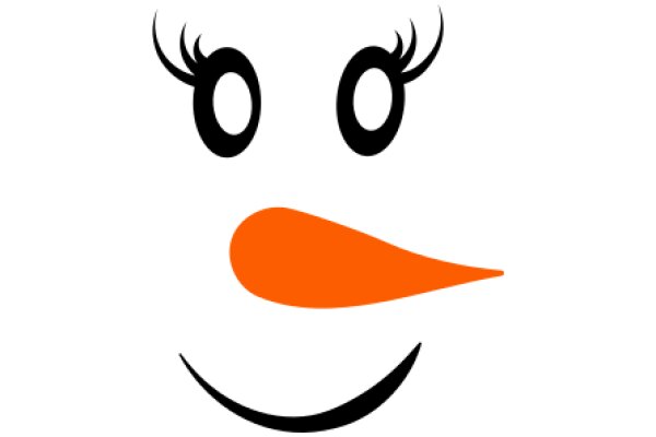 A Playful Emoji: A Smiley Face with an Orange Nose and Eyelashes