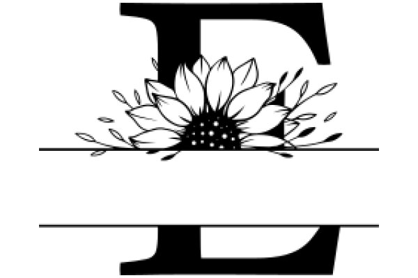 Illustration of a Flower and Letter 'E' in a Stylized Design